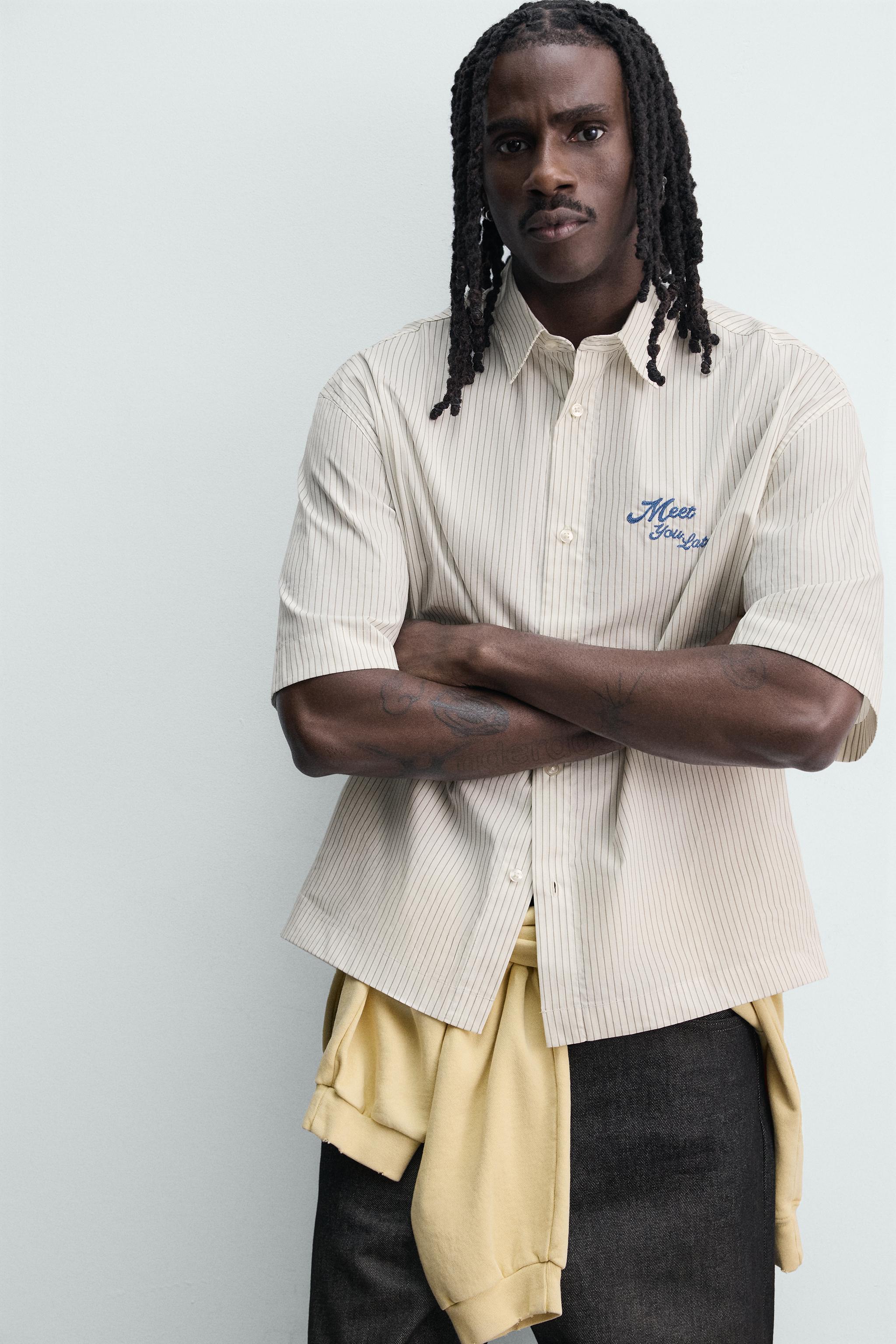 CHEMISE À RAYURES IMPRIMÉ COMBINÉ